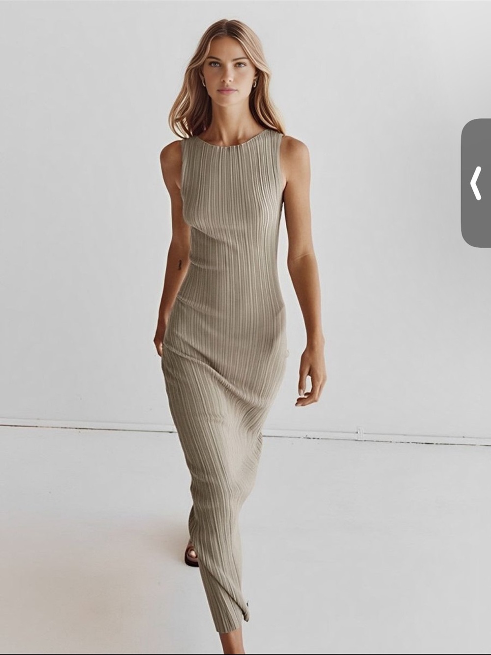 Commense Sleeveless Ribbed Maxi Dress in Taupe - Picture 1 of 2